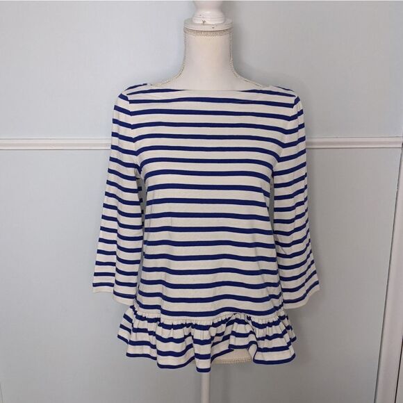 KATE SPADE Broome Street Striped Ruffle Top S EUC - Picture 1 of 2